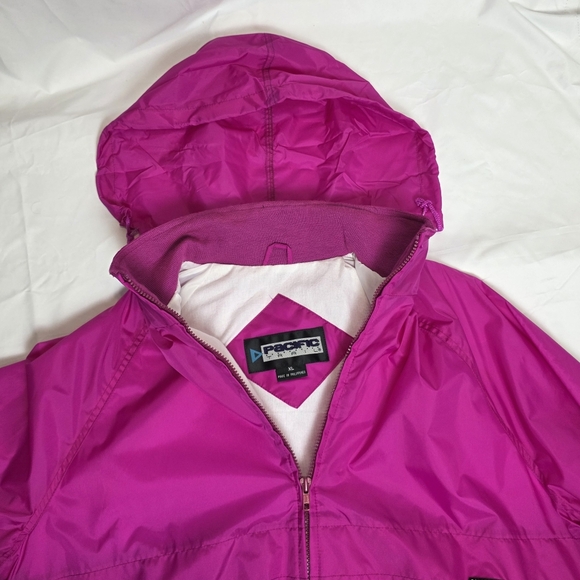 80s Pacific Trail Pink Windbreaker Pullover XL Hood Vintage Jacket Coat Tags - Picture 9 of 16